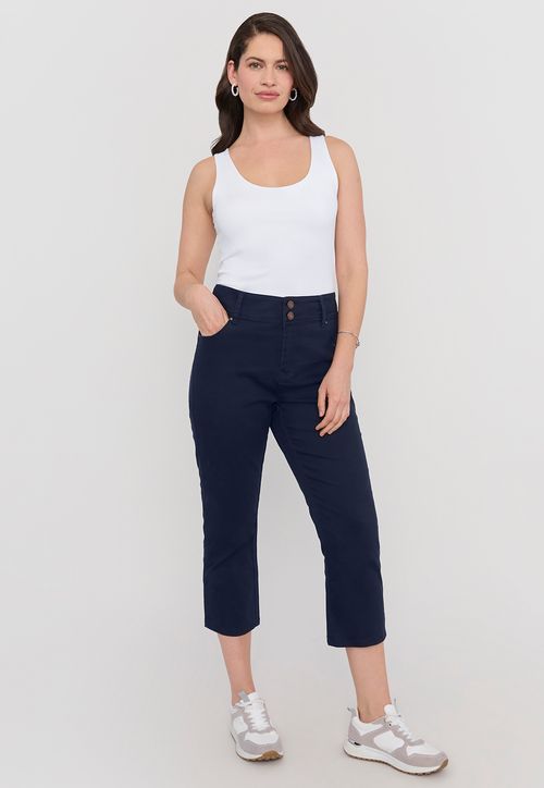 Pantalón Mujer Capri Gabardina Navy