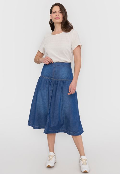 Falda Mujer Larga Denim Azul Oscuro