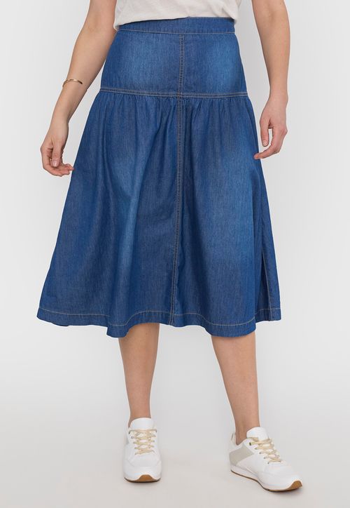 Falda Mujer Larga Denim Azul Oscuro
