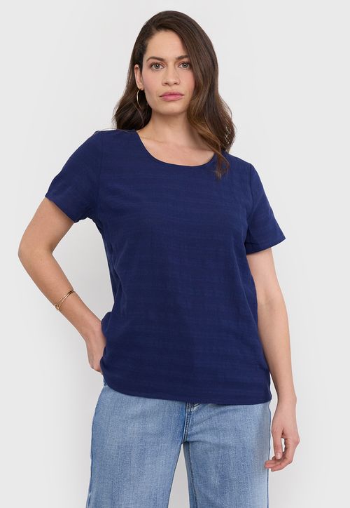 Blusa Mujer Manga Corta Cuello Redondo Navy