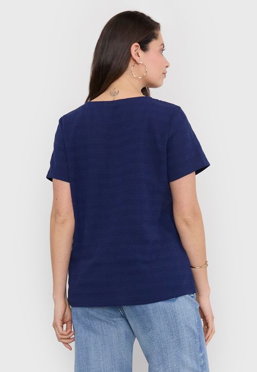 Blusa Mujer Manga Corta Cuello Redondo Navy