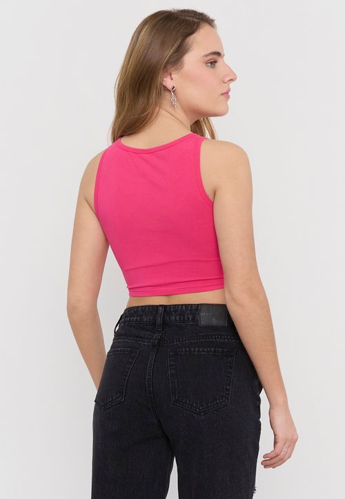 Polera Sin Mangas Mujer Crop Fucsia