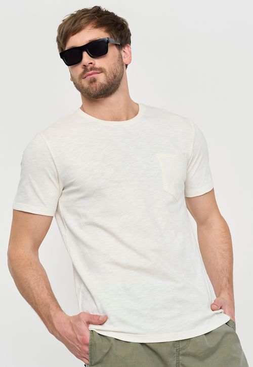 Polera Hombre Slub Pocket Ecru