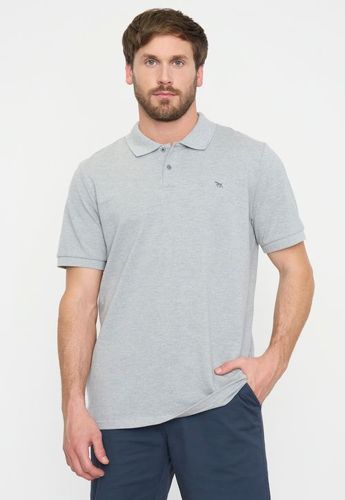 Polera Hombre Lisa Piqué Gris M/C
