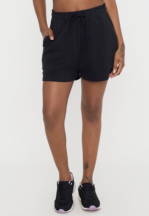 Short Mujer Deportivo Buzo Liso Negro