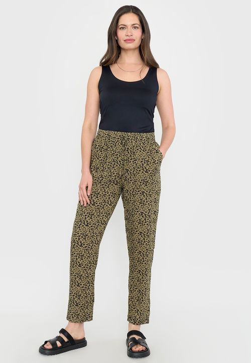 Pantalón Mujer Bombacho Viscosa Verde Print