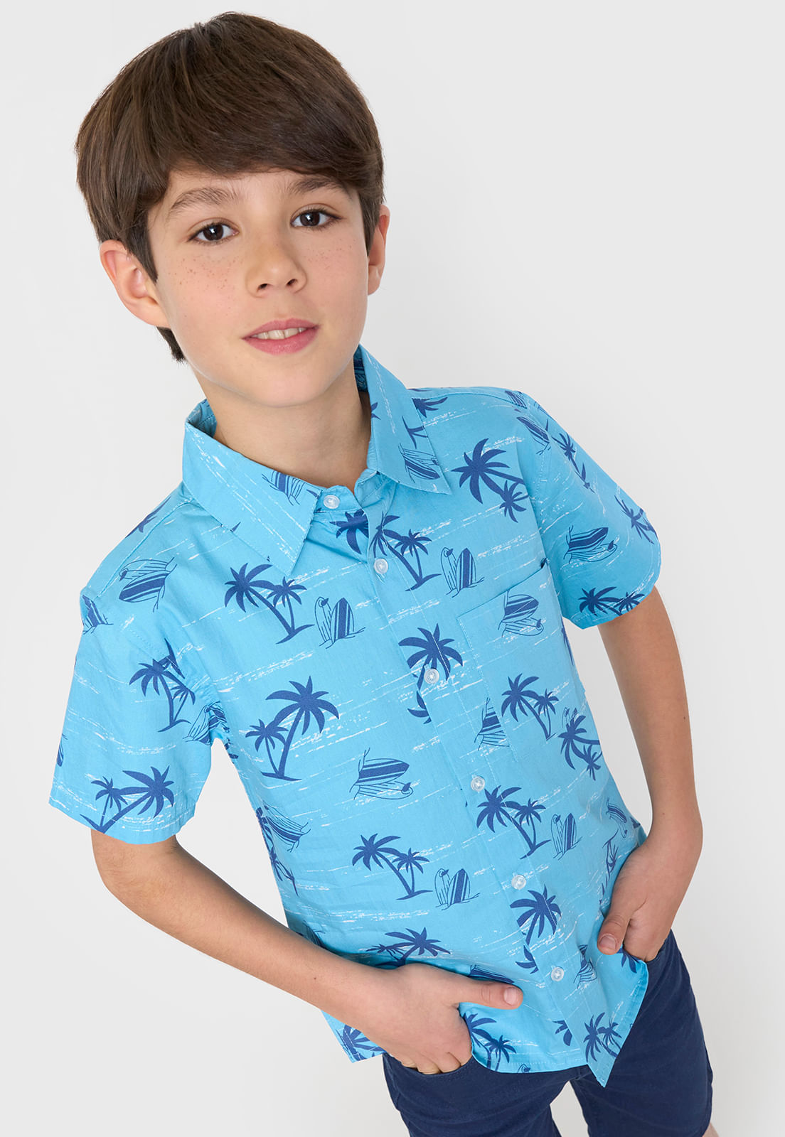 Camisa Niño Kids Fullprint Celeste