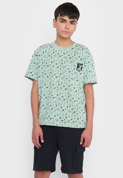 Polera Niño Teen Manga Corta Full Bolsillo Verde