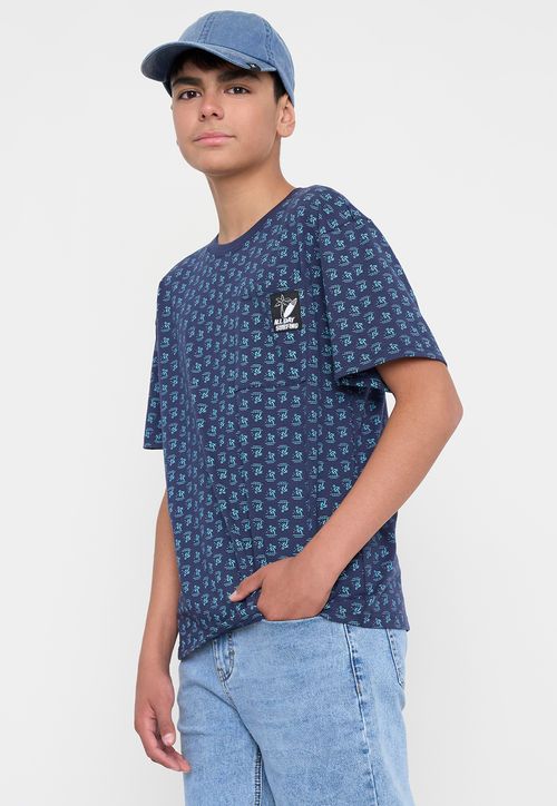 Polera Niño Teen MC Full Bolsillo Azul