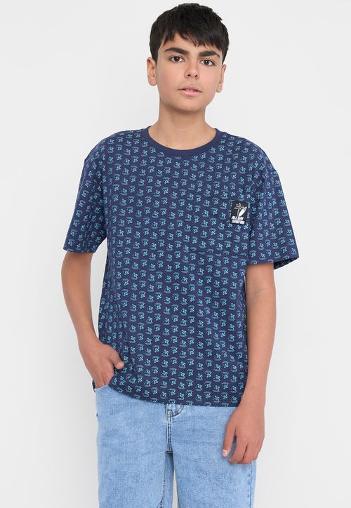 Polera Niño Teen MC Full Bolsillo Azul