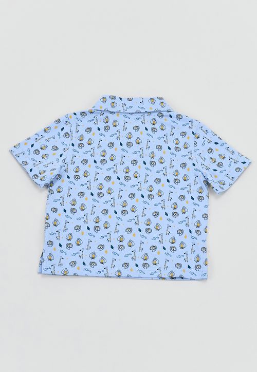Polera Bebe Niño Cuello Botones Celeste