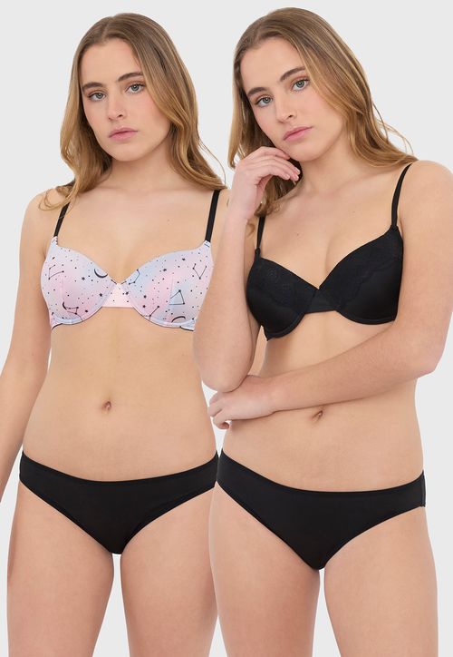 Sostén Mujer Bipack Liso Print Copa B Tie Dye