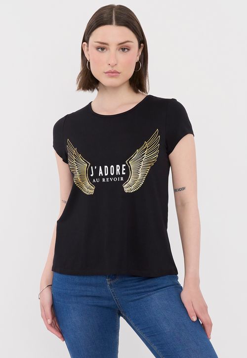 Polera Mujer Viscosa Negro J Adore