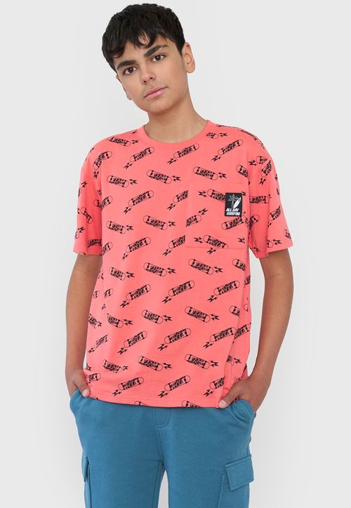 Polera Niño Teen MC Full Bolsillo Coral