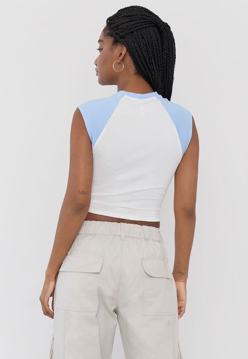 Polera Mujer Manga Corta Estrellas Celeste