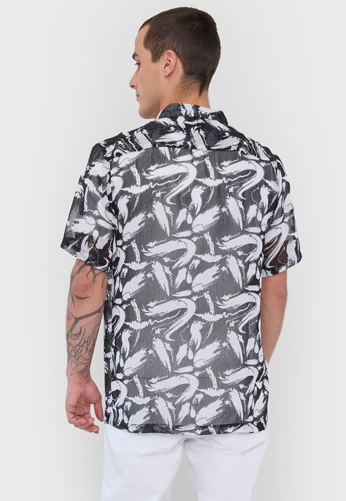Camisa Hombre Night Transparencia Negro