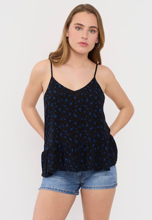 Blusa Mujer Pabilo Negro Flores