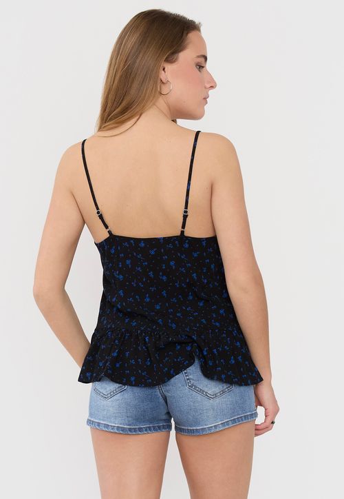 Blusa Mujer Pabilo Negro Flores