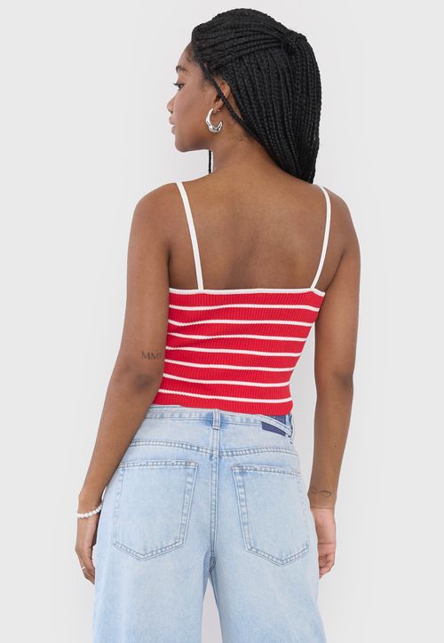 Peto Mujer Tejido Cuello V Rojo