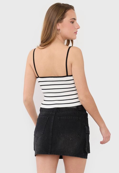 Peto Mujer Tejido Cuello V Ecru