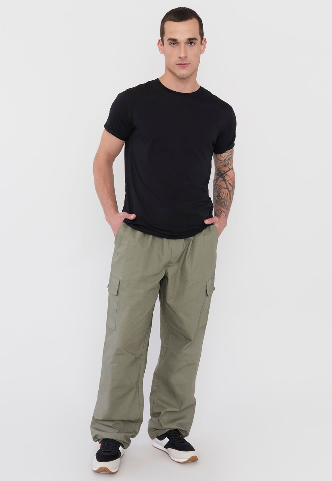 Pantalón Hombre Parachute Fit Verde Cargo