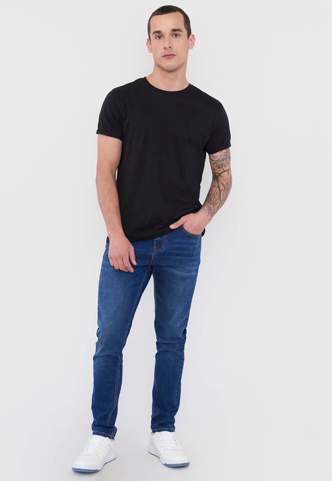 Jeans Hombre Spandex Skinny Fit Azul Medio