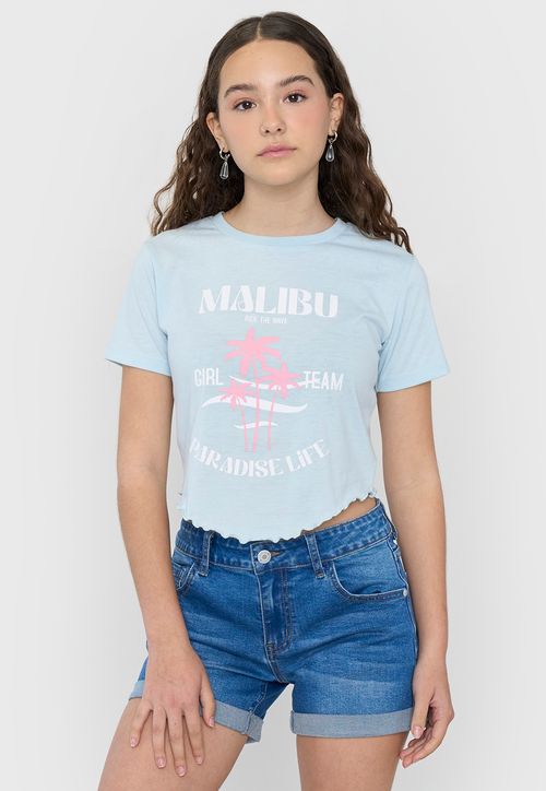 Polera Niña Teen MC Fun Roulette Celeste
