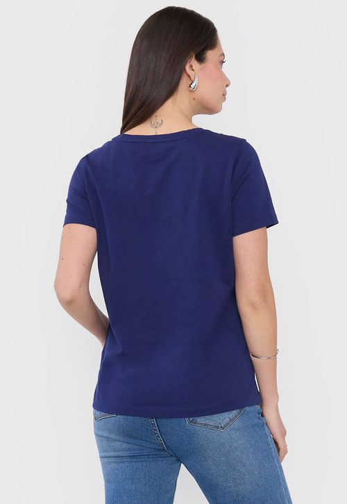 Polera Mujer Manga Corta Focal Print Azul