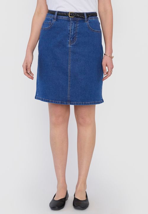 Falda Mujer Denim Cinturón Azul Oscuro