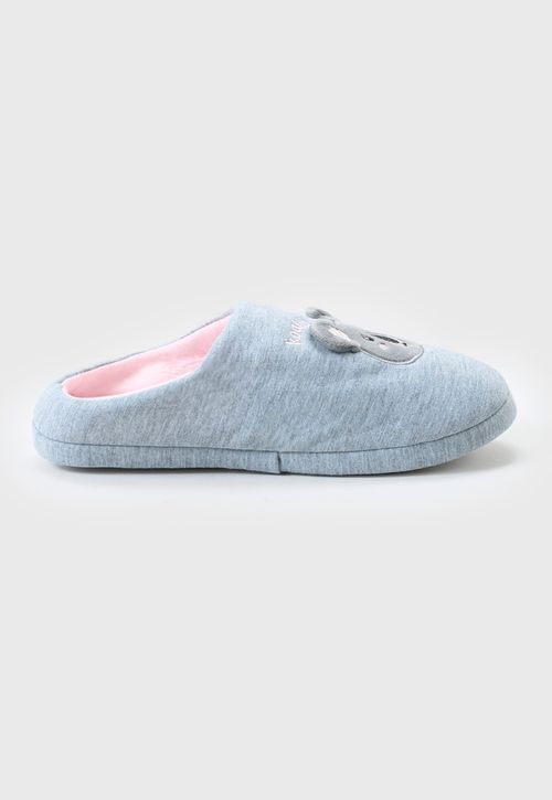 Pantufla Mujer Caras Oso Gris