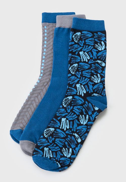 Calcetines Hombre Tripack Mix Azul Print