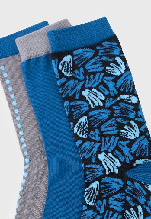 Calcetines Hombre Tripack Mix Azul Print