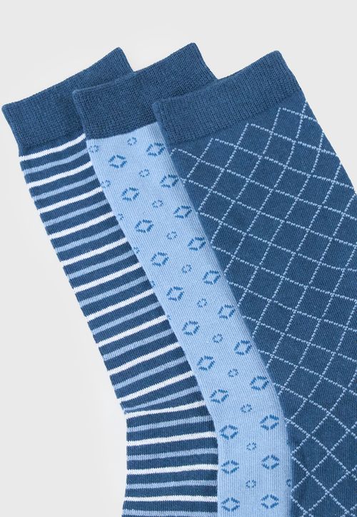 Calcetines Hombbre Tripack Mix Azul