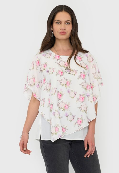Blusa Mujer Capas con Joya Print Blanco