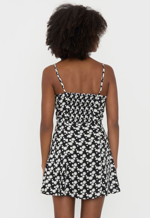Vestido Mujer Print Margaritas Negro