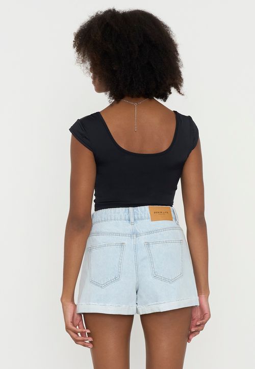 Peto Mujer Cuello Cuadrado Negro