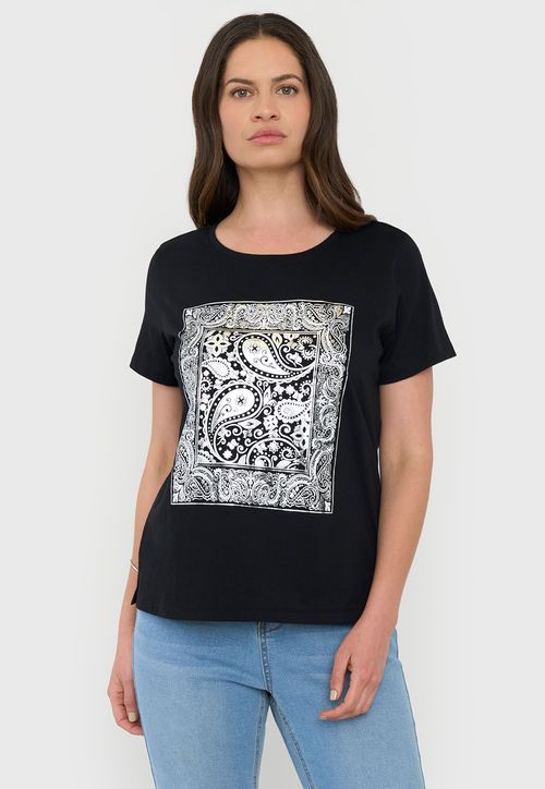 Polera Mujer Focal Print M/C Negro