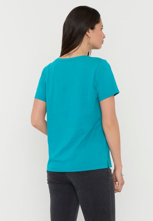 Polera Mujer M/C Focal Print Celeste