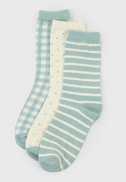 Calcetines Mujer Tripack Largos Mix Celeste