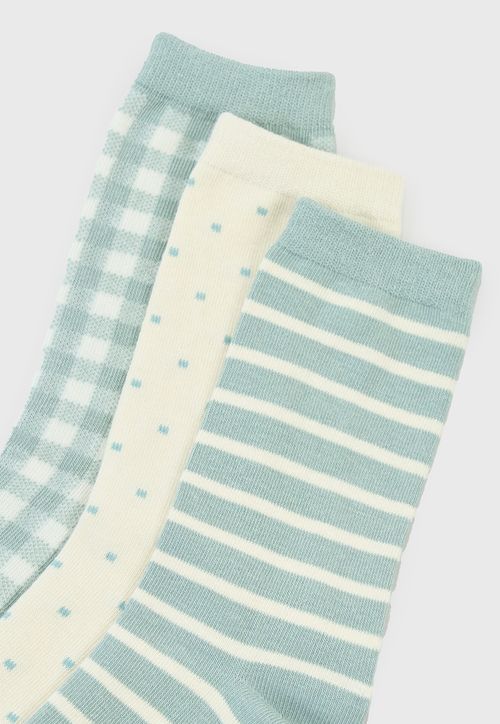 Calcetines Mujer Tripack Largos Mix Celeste