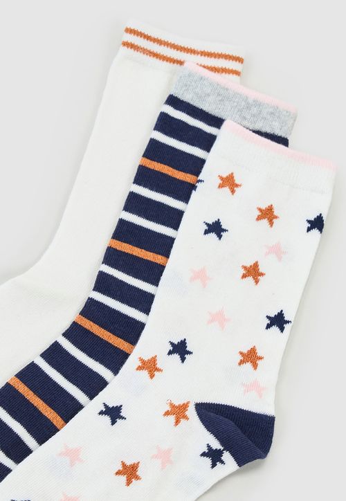 Calcetines Mujer Tripack Largos Mix Blanco/Navy