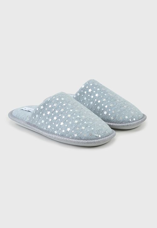 Pantuflas Mujer Print Estrellas Gris Formato Regalable