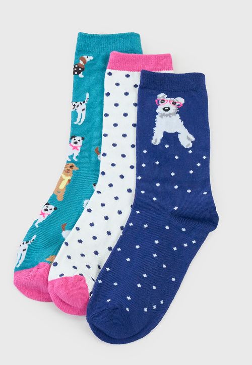 Calcetines Mujer Tripack Largos Mix Azul/Blanco/Celeste