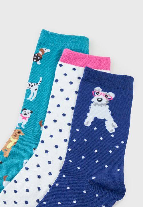 Calcetines Mujer Tripack Largos Mix Azul/Blanco/Celeste