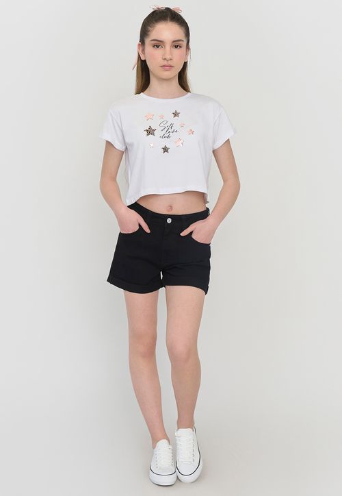 Short Niña Teen Denim Bolsillos Color Negro