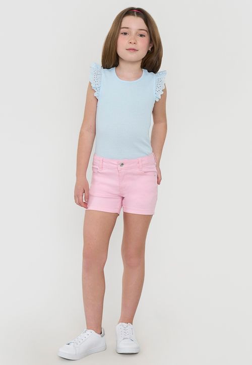 Short Niña Kids Denim Bolsillos Color Rosado