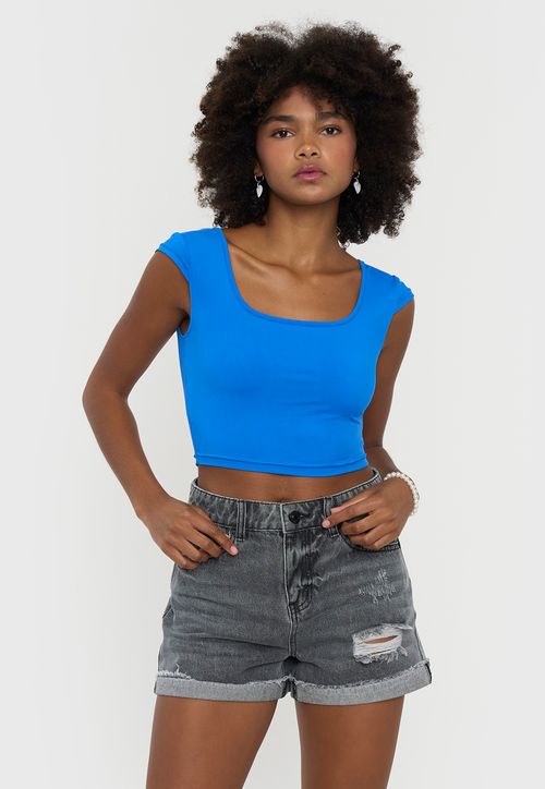 Peto Mujer Cuello Cuadrado Azul