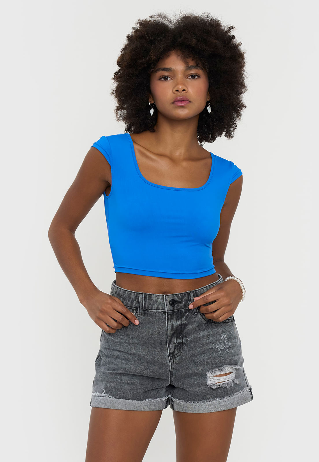 Peto Mujer Cuello Cuadrado Azul