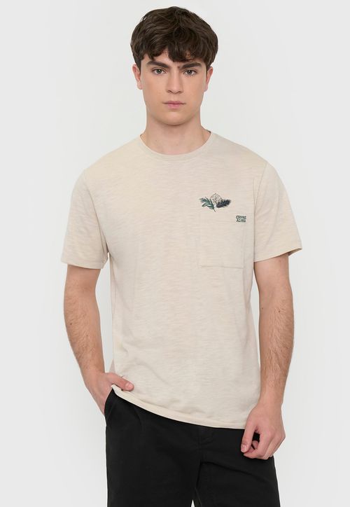 Polera Hombre Fun Bolsillo Ecru