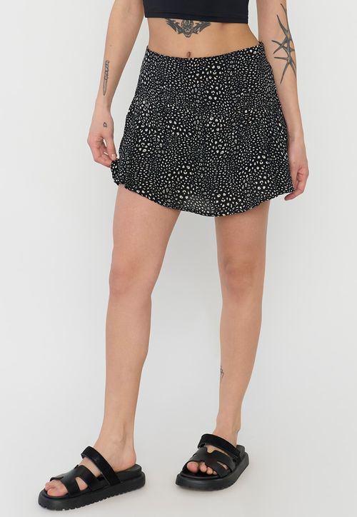 Short Mujer Falda Negro Animal